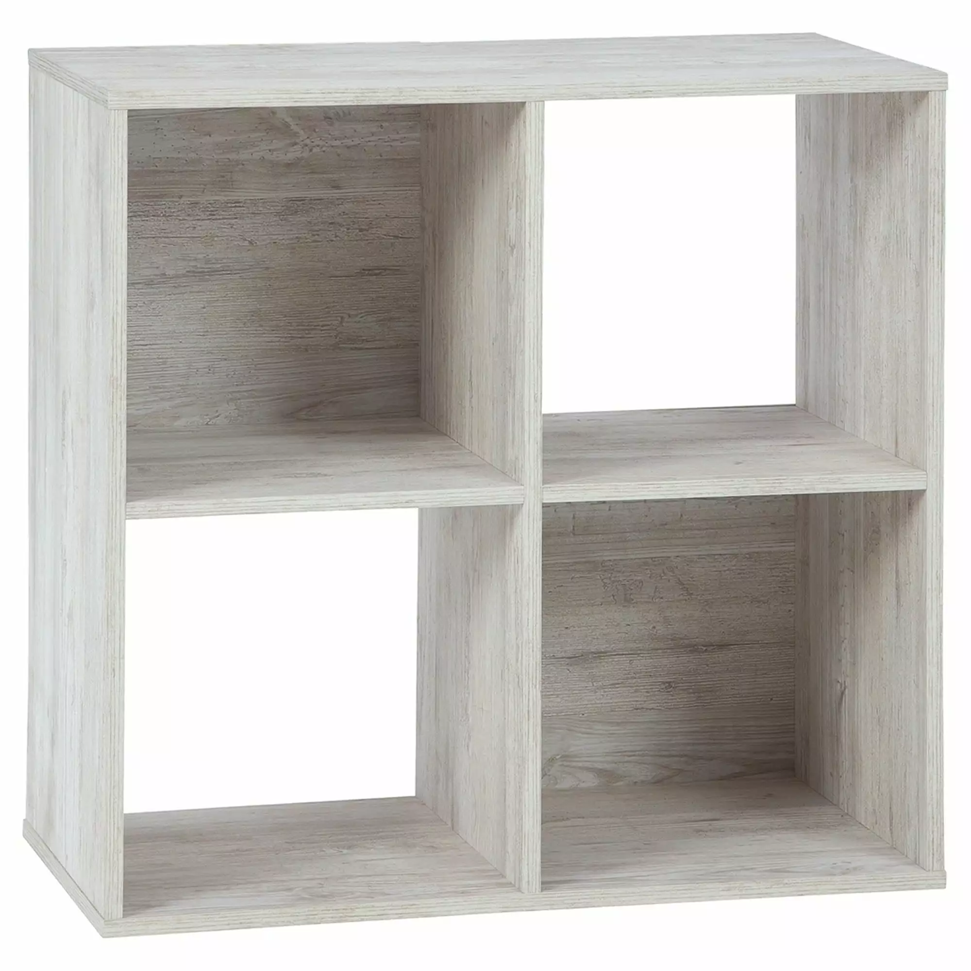 4 Cube Wooden Organizer Grain Details Washed White Freestanding Shelf Bed Bath & Beyond