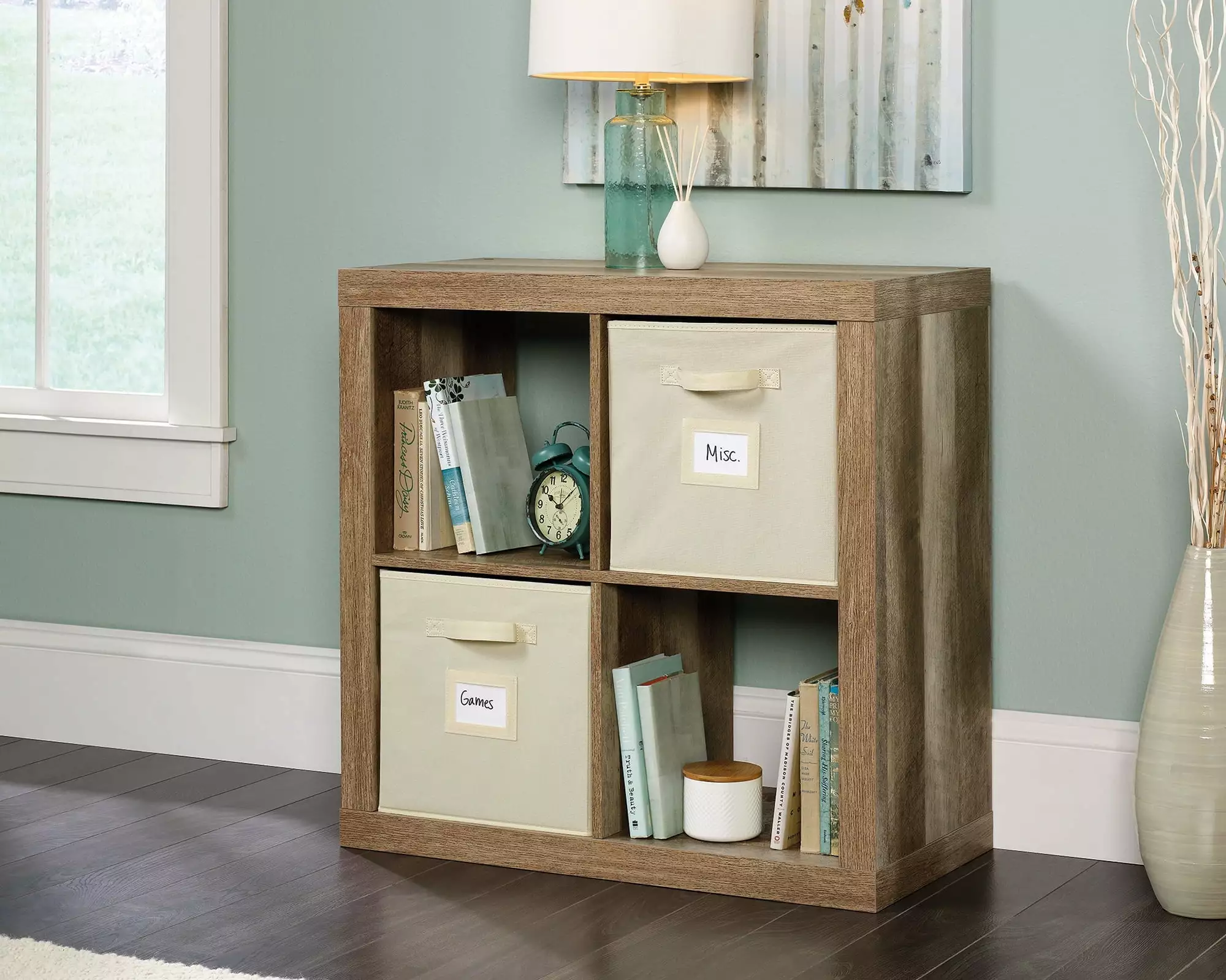 CasaSole 31 Wide 4-Cube Organizer Lintel Oak - Versatile Storage Solution