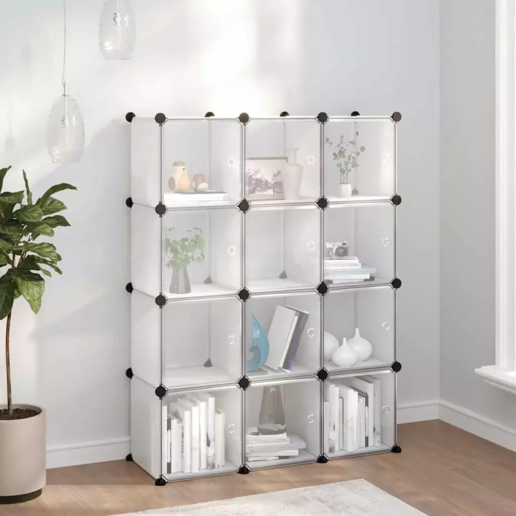 12-Cube Storage Organizer Transparent PP Doors Home Organization Kids Rooms Colilove