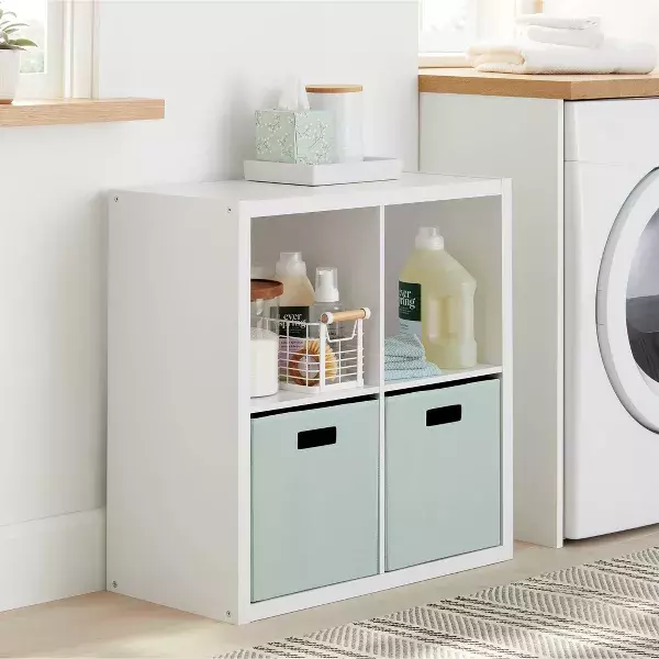 Modern and Simple 4 Cube Organizer Easy to Clean White Home Office General