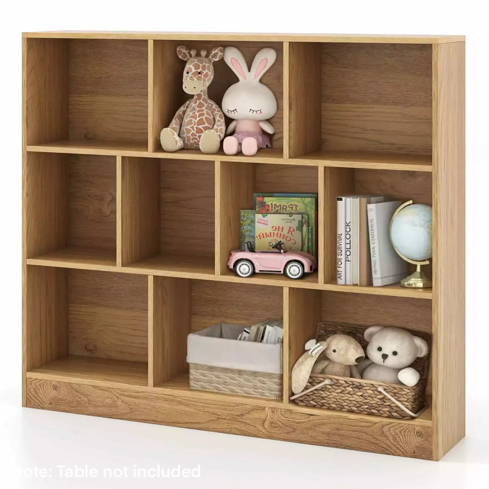 Harmijoy 10-Cube Bookcase - 41 Inch Wooden Toy Storage Organizer and Kids Bookshelf Natural Finish