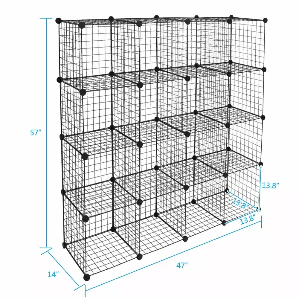 Kepooman 16-Cube Wire Storage Organizer Shelves Living Room Bedroom