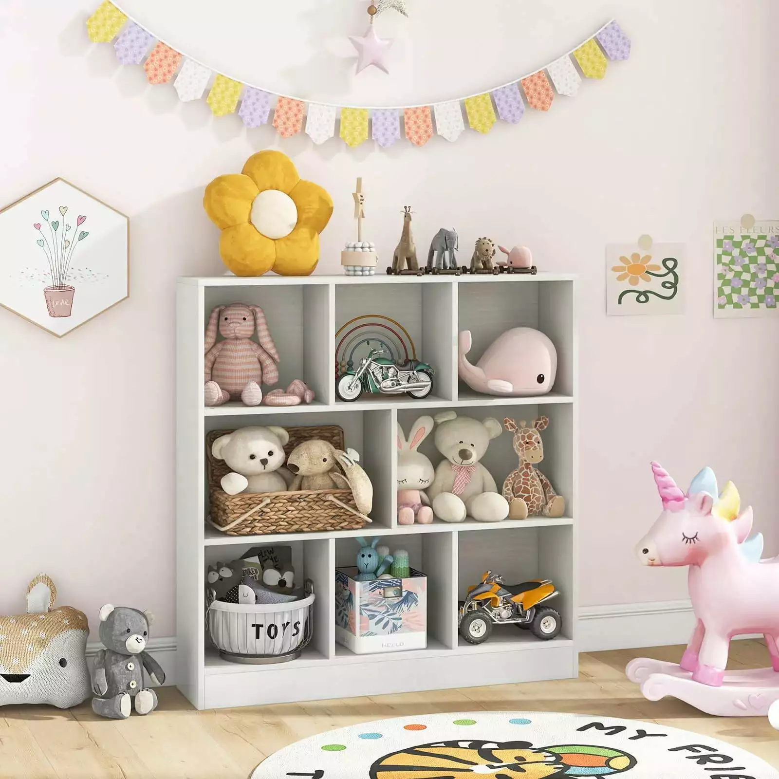 Laicejoy 8-Cube Wooden Bookcase Toy Storage Organizer Kids Room 41 Inches