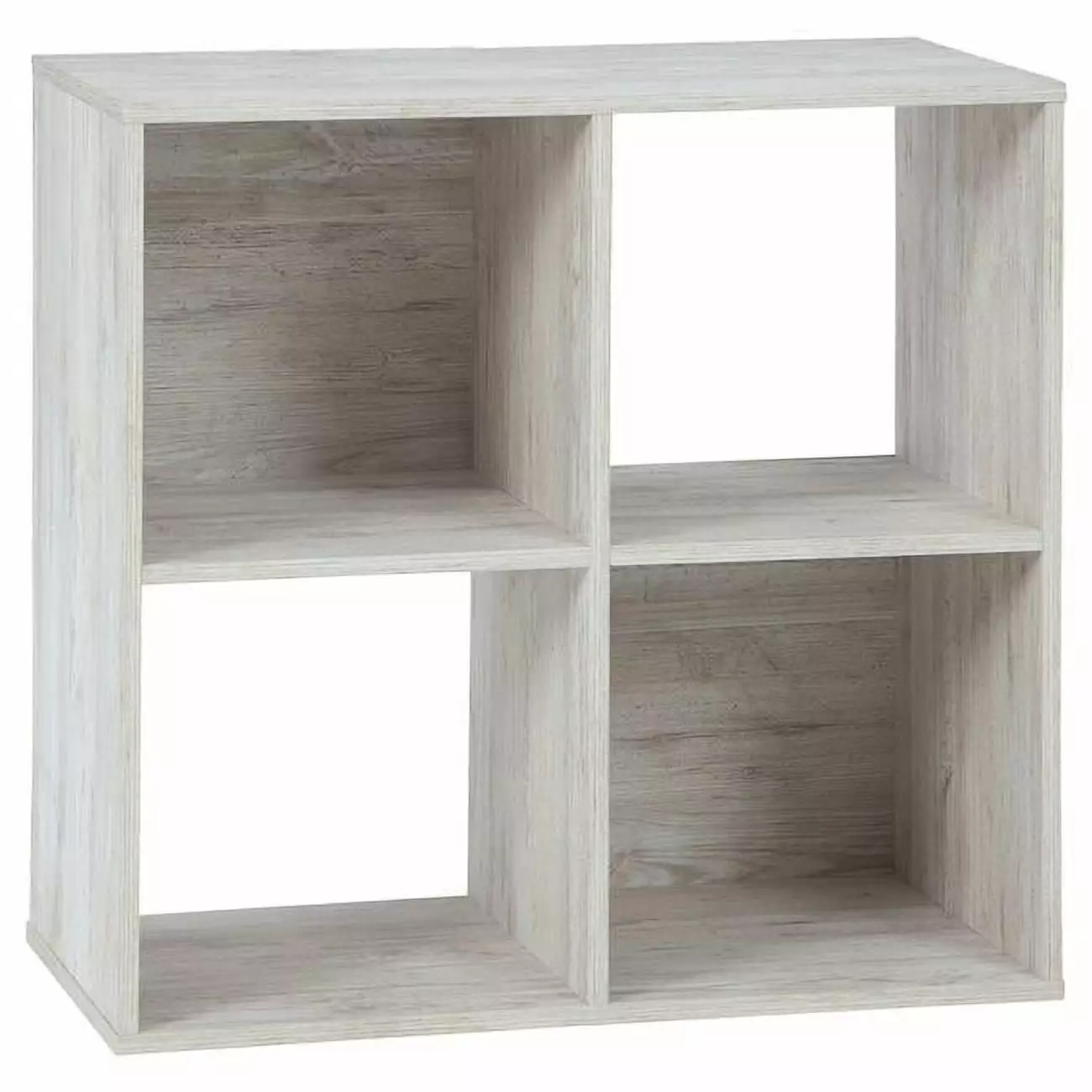 4 Cube Wooden Organizer Grain Details Washed White Mobiliario