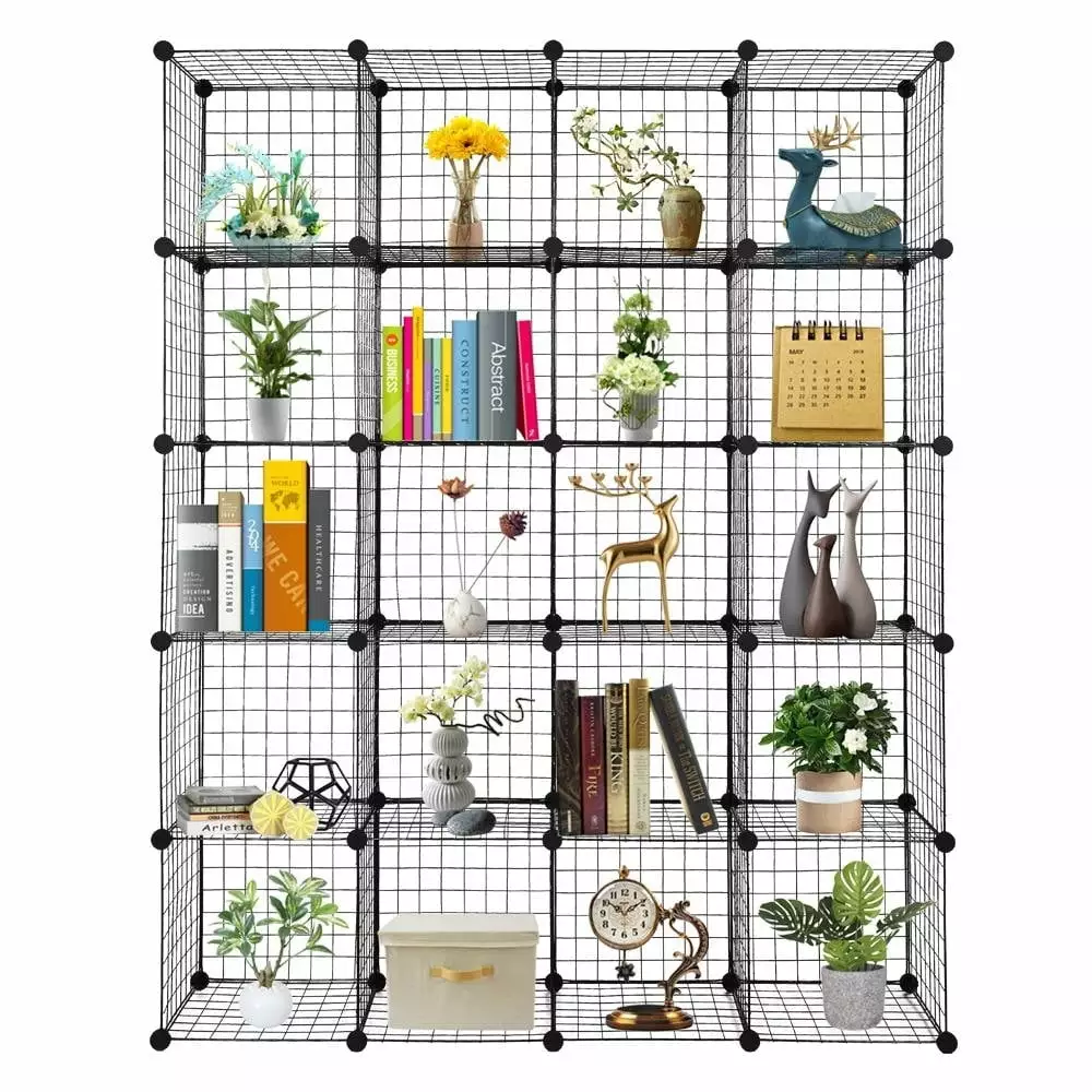 20-Cube Multifunctional Organizer Stackable Plastic Cube Storage Shelves Black Bed Bath & Beyond