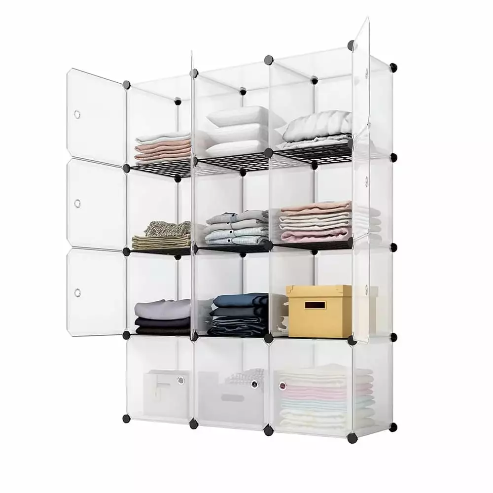 12-Cube Storage Shelf Bookcase Bookshelf Organizing Closet Toy Organizer Cabinet White MDHAND