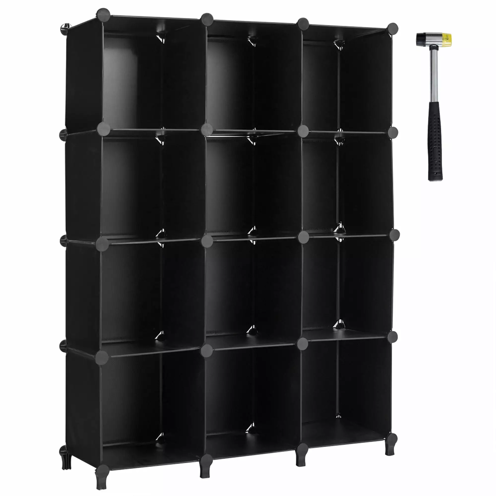 Gymax 12 Cube Storage Organizer Plastic Organizer Units Steel Frame Black