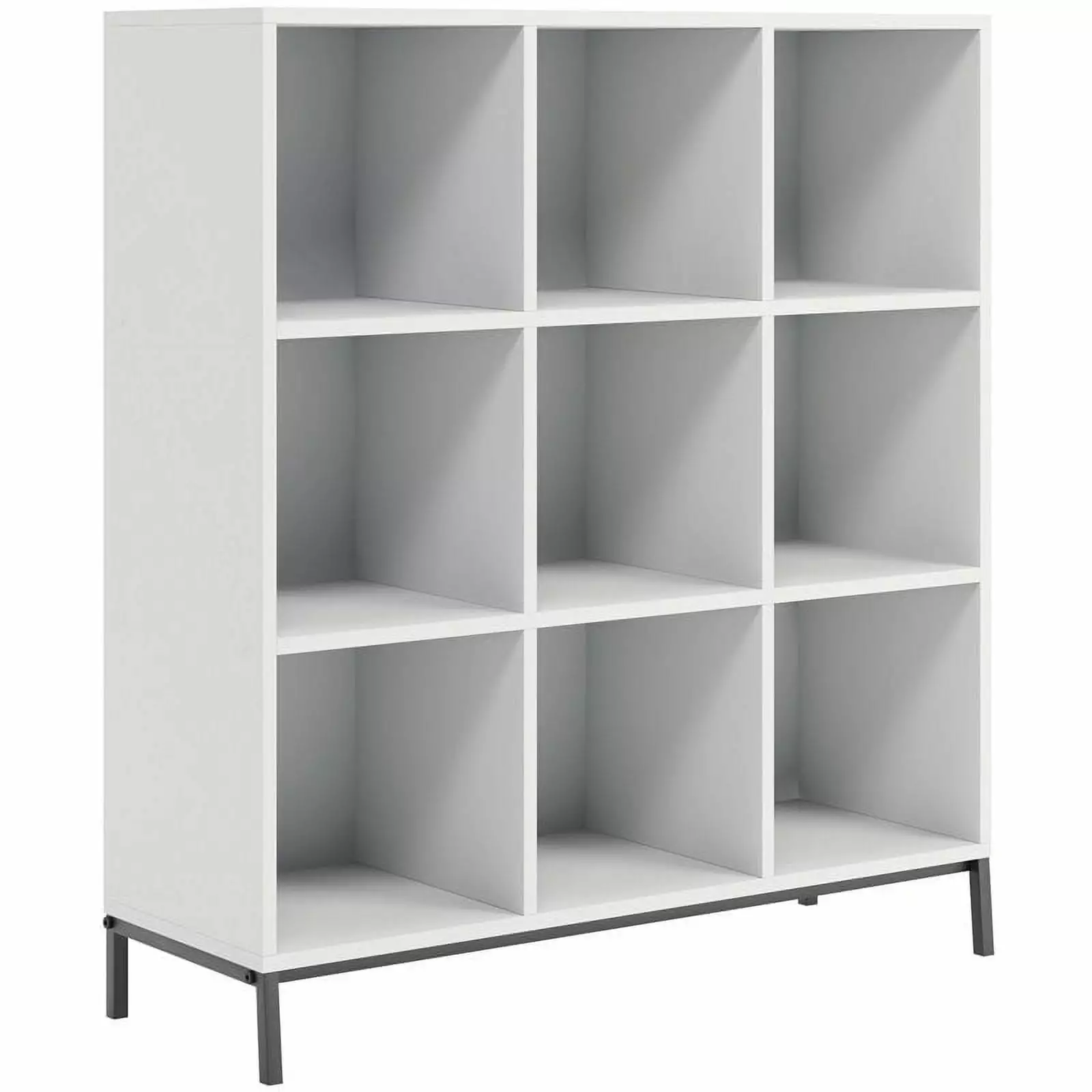 Pemberly Row 9-Cube Modern Engineered Wood & Metal Organizer White
