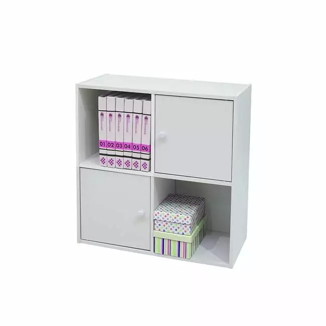 24 x 24 x 11 Wood 2 Door 2 Cube Bookcase White D2D Technologies