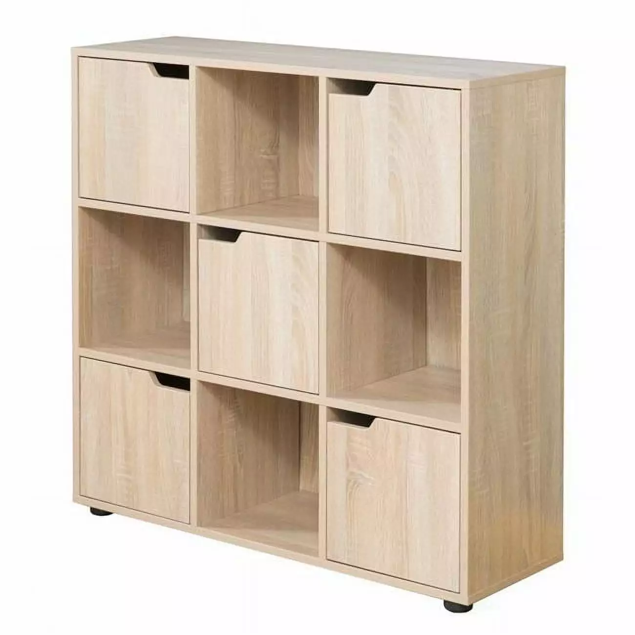 36 x 35 x 11.5 9 Cube Wooden Organizer 5 Enclosed Doors & 4 Shelves Oak DecoraciOn