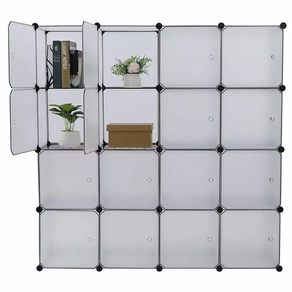 SamyoHome DIY 16 Cube Storage Cubes Modular Bookshelf Units Clear Freestanding Organizer FCH