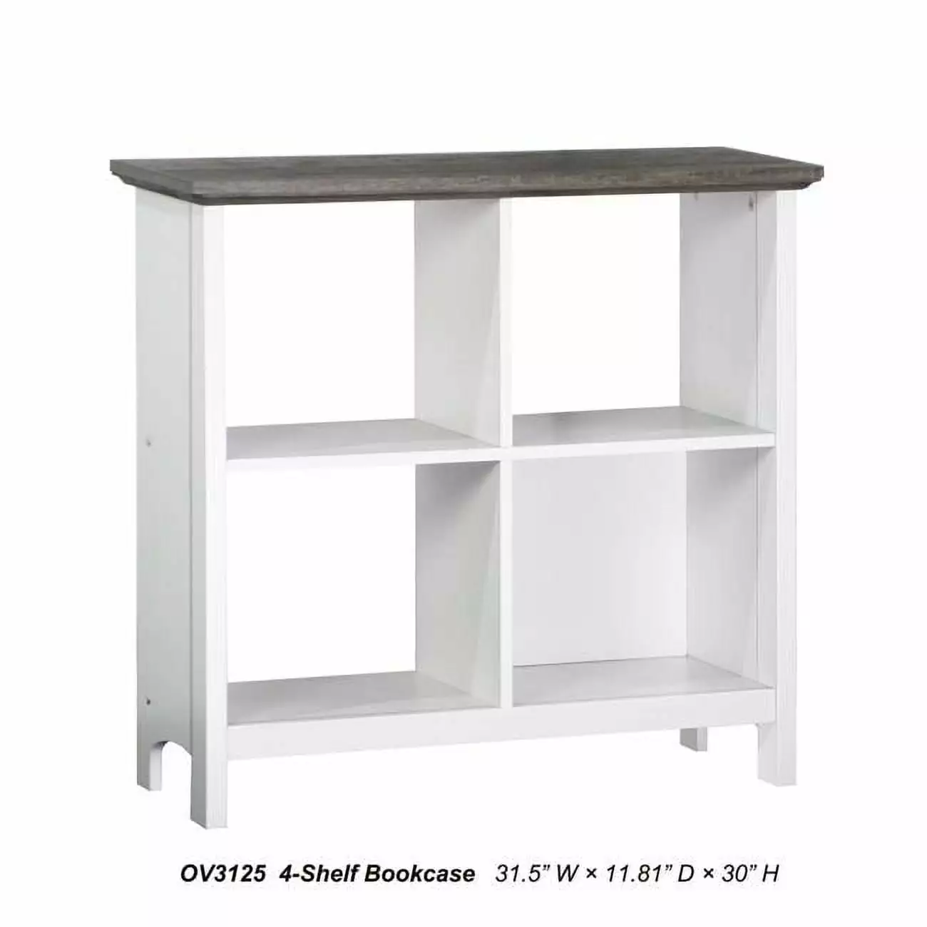 Saint Birch Olivia 4 Cube Bookcase Grey Oak and White Finish