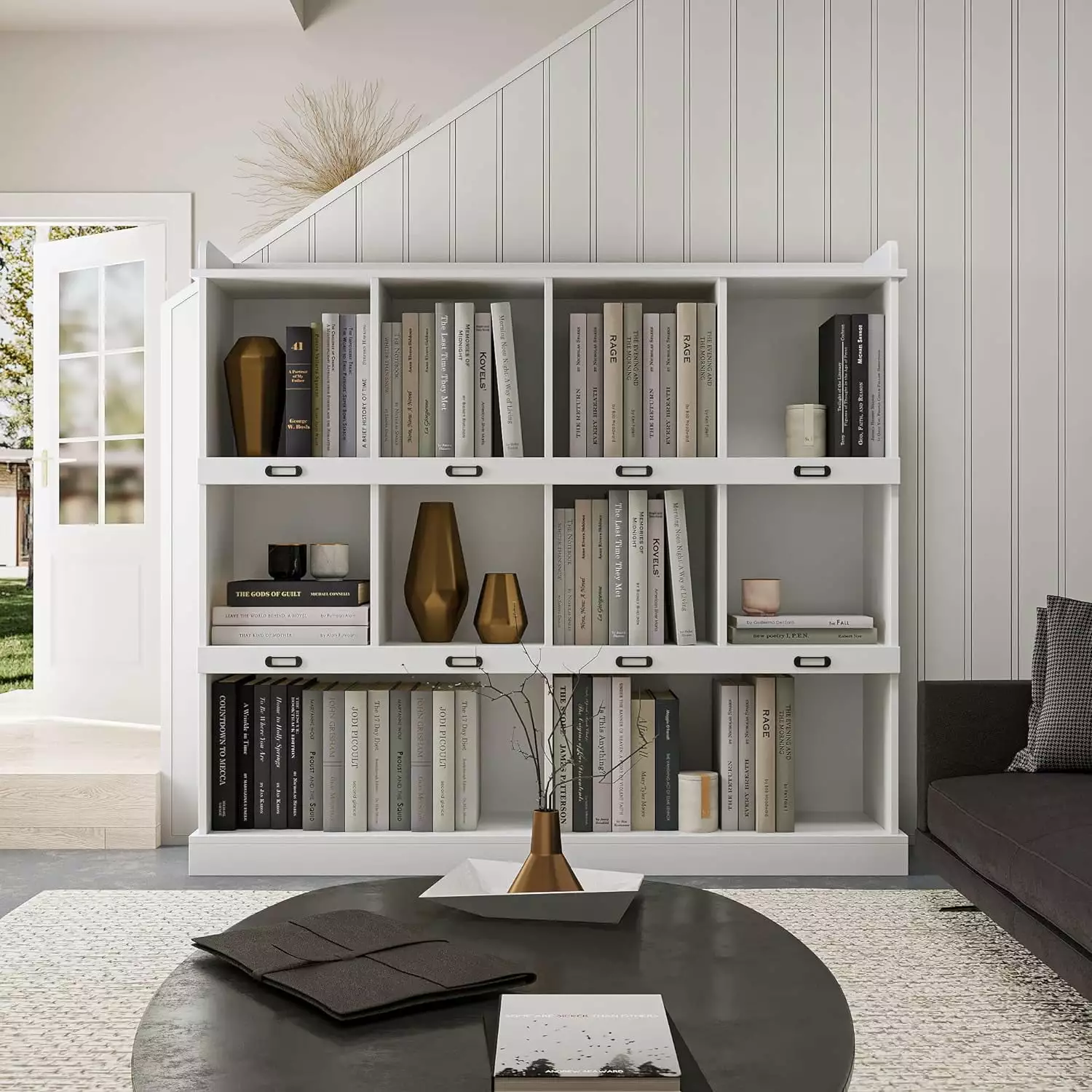 Bookshelves and Bookcases Floor Standing 3 Tier 10-Grid Display Storage Shelves 53in Tall White XINGAN