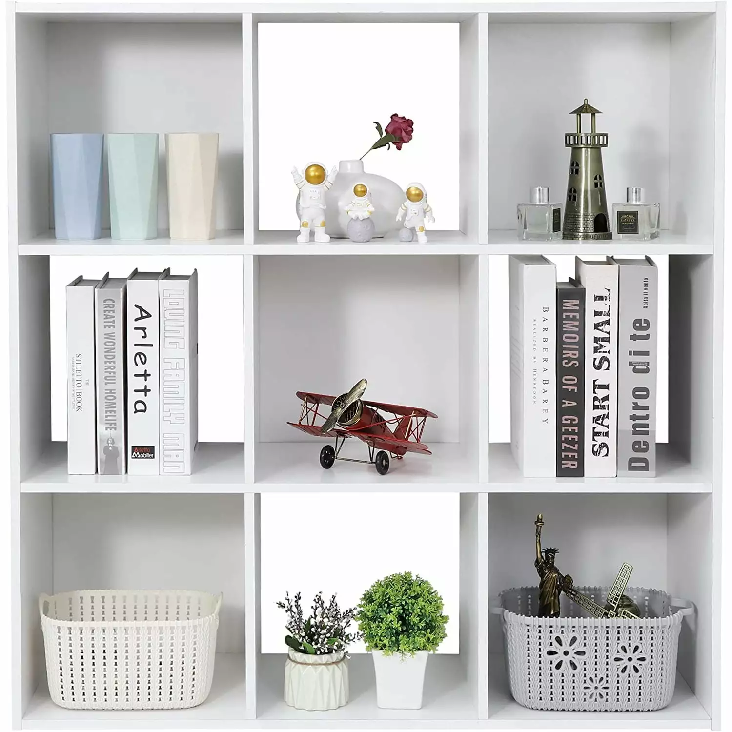9 Cube Storage Shelf Organizer Wooden Bookshelf System 5 Removable Back Panels White Bilot