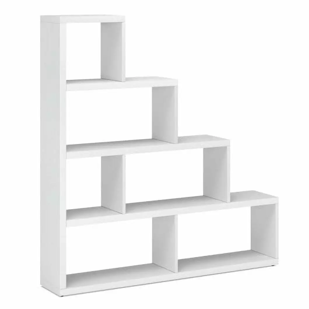 6 Cubes Ladder Shelf Corner Bookshelf Storage Bookcase White Modern Space-Saving Shelf CostwayINC