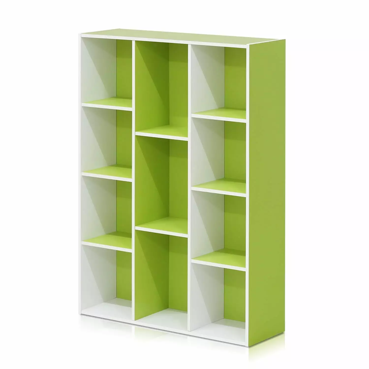 Furinno 11-Cube Reversible Open Shelf Bookcase White Green