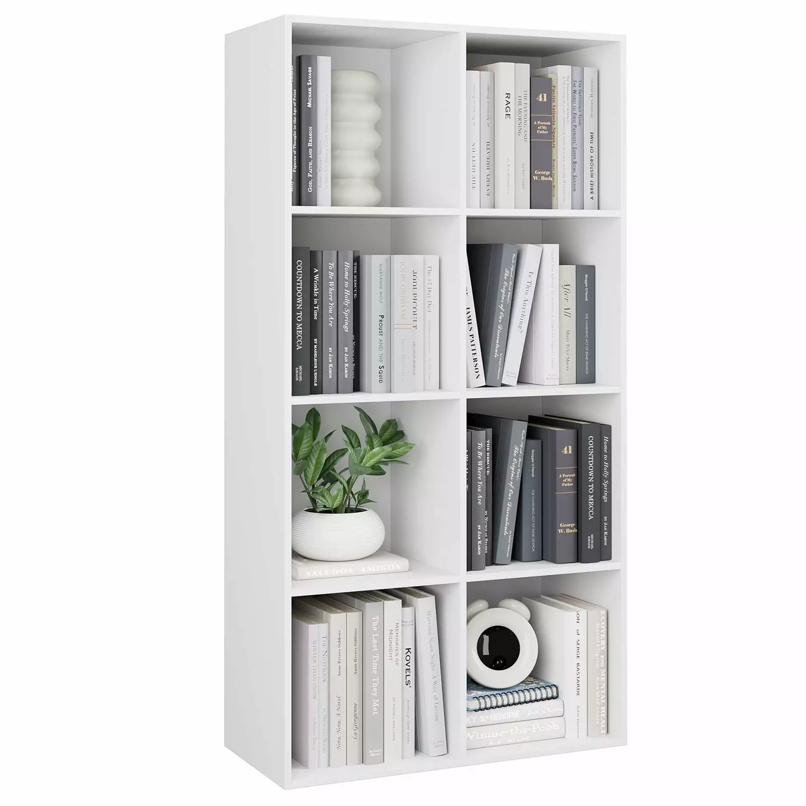 Homfa White Bookcase 8 Cubes Storage Cabinet Freestanding Display Shelves