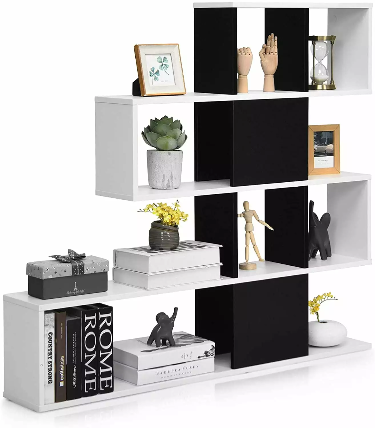 SHUIMINGXING 8 Cubes Bookshelf Modern Ladder Corner Bookcase 8-Cube Open Stepped Storage Shelf Home Office 47 x 8 x 43 Inch