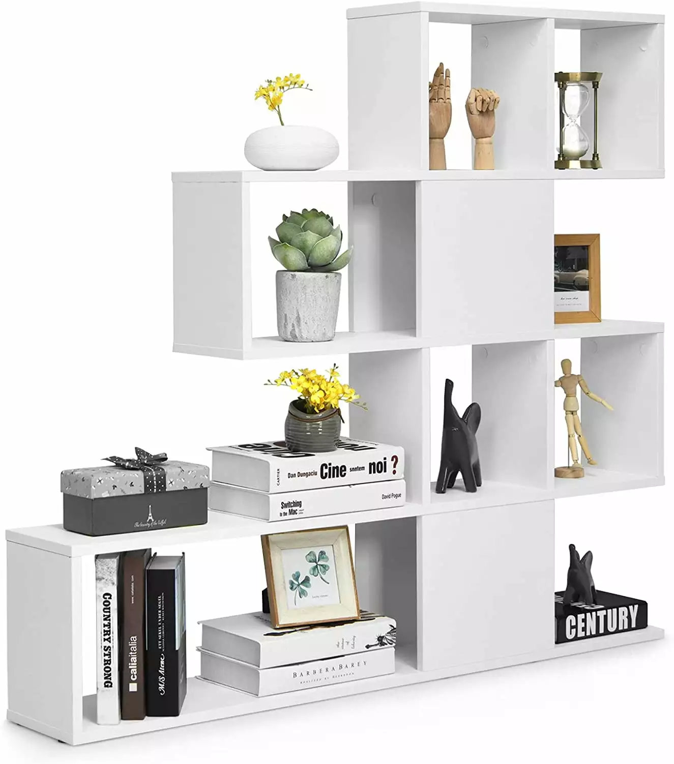 SHUIMINGXING 8 Cubes Bookshelf Modern Ladder Corner Bookcase 8-Cube Open Stepped Storage Shelf Home Office 47 x 8 x 43 Inch