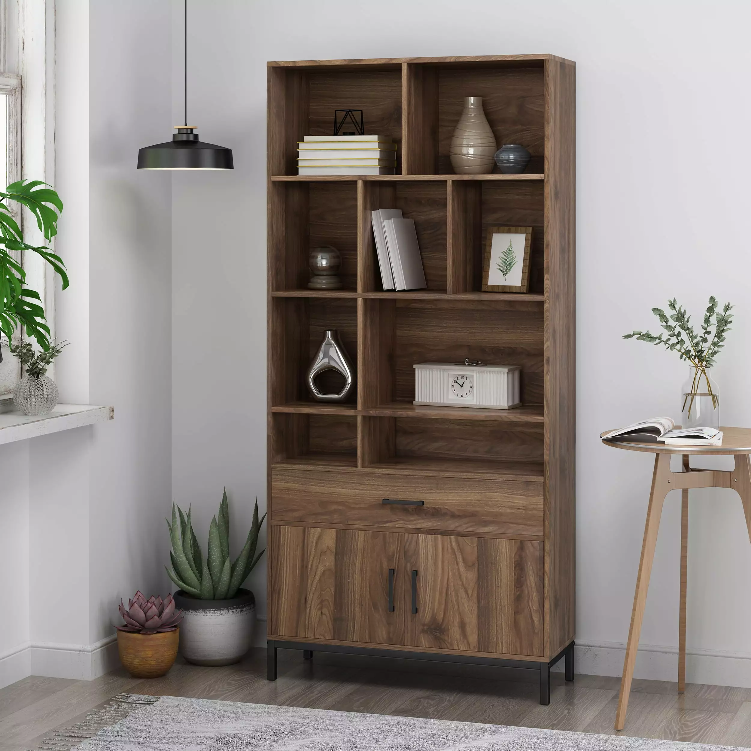 Cube Unit Bookcase Walnut MDF Home Office Storage SMHZ