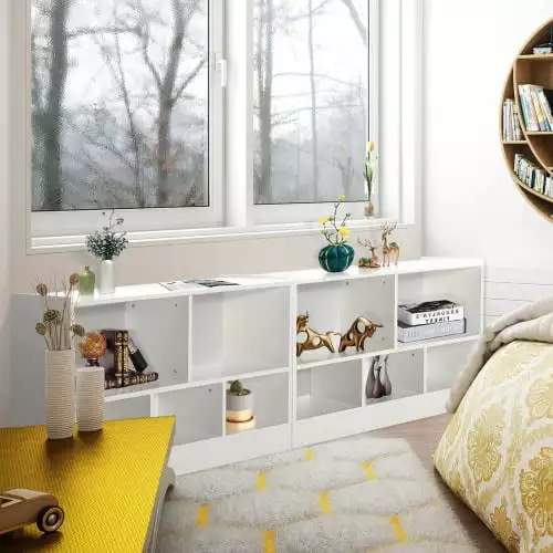 IFANNY 5 Cube Bookcase Wood Bookshelf Open Storage Shelves Modern Display Shelf Bedroom Living Room Hallway Kid's Playroom...