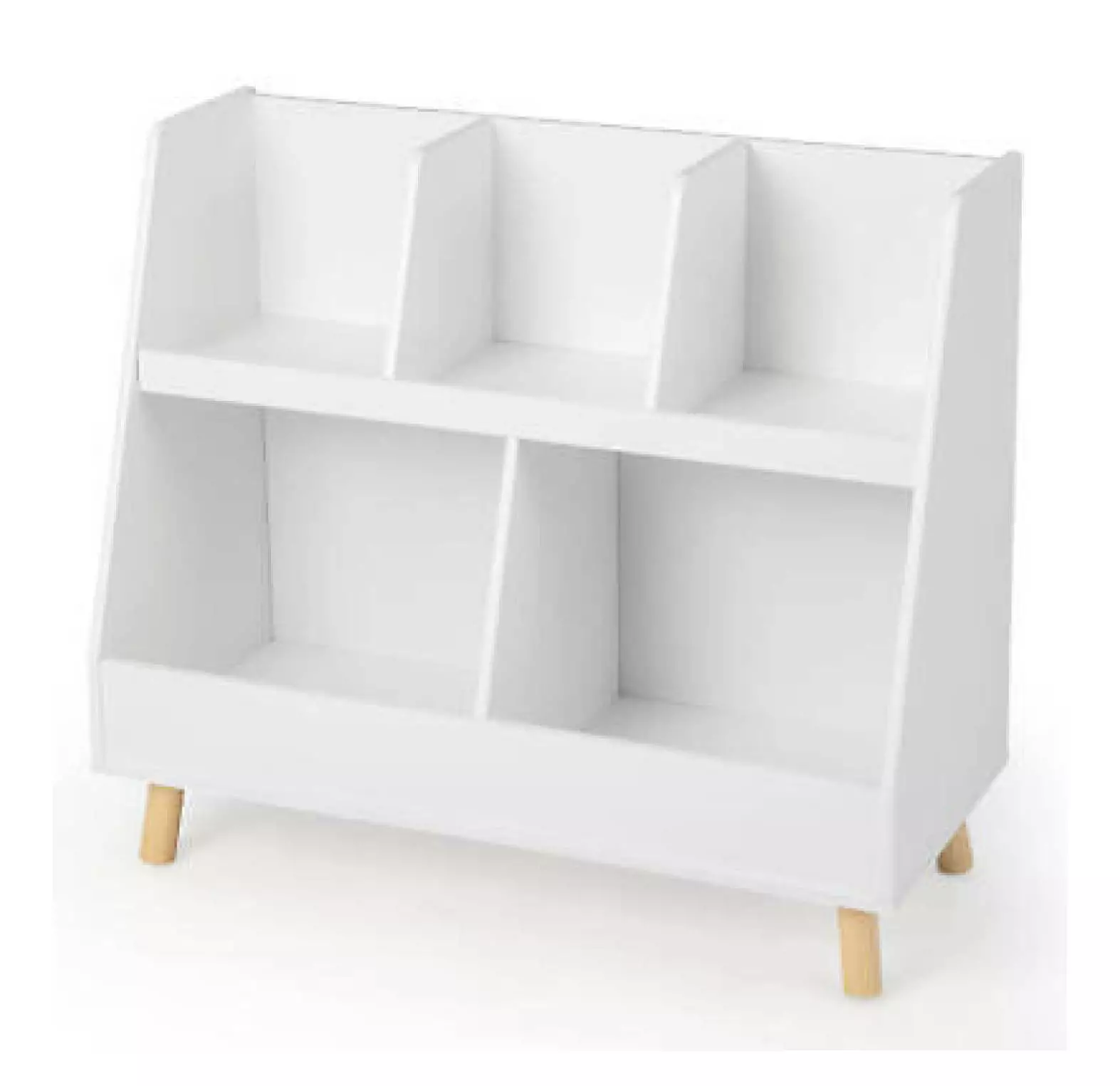ZHANGHU 5-Cube Wooden Storage Bookcase Kids Bookshelf and Toy Organizer Wood Legs