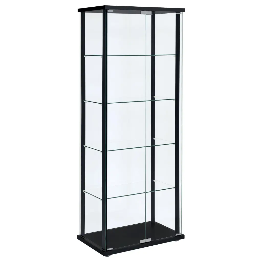 Delphinium 5-shelf Glass Curio Cabinet Black and Clear Display Case