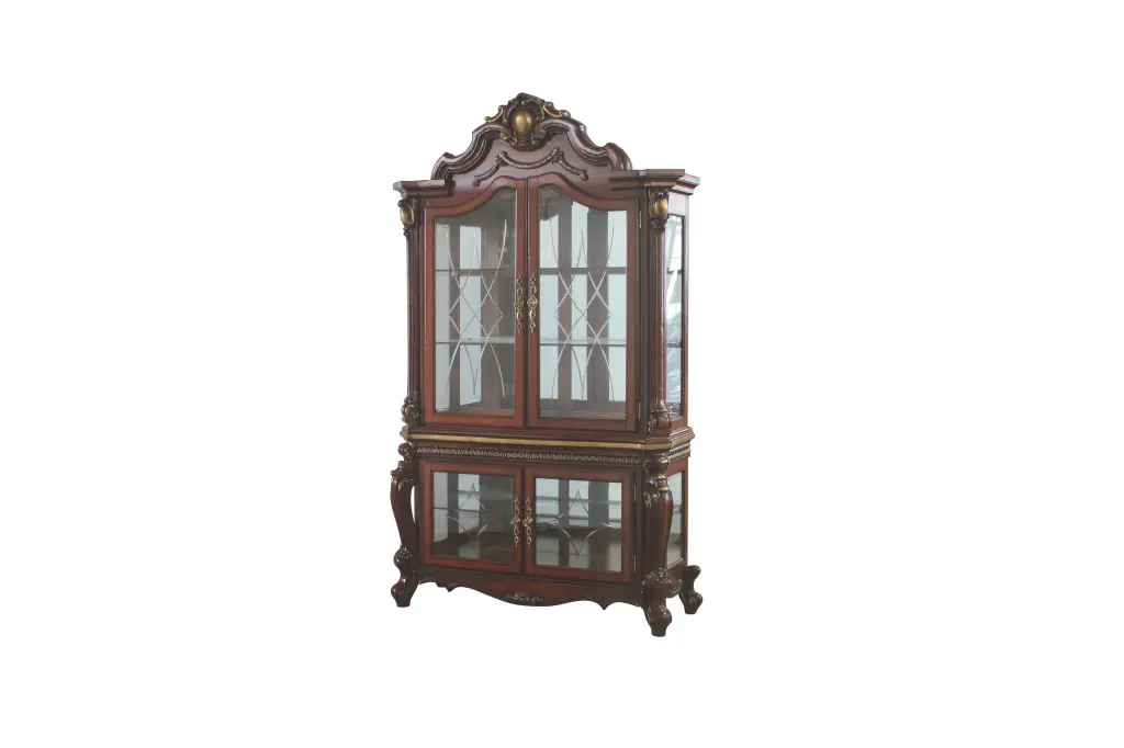 Picardy Cherry Oak Curio Cabinet - Glass Display Showcase Collectibles