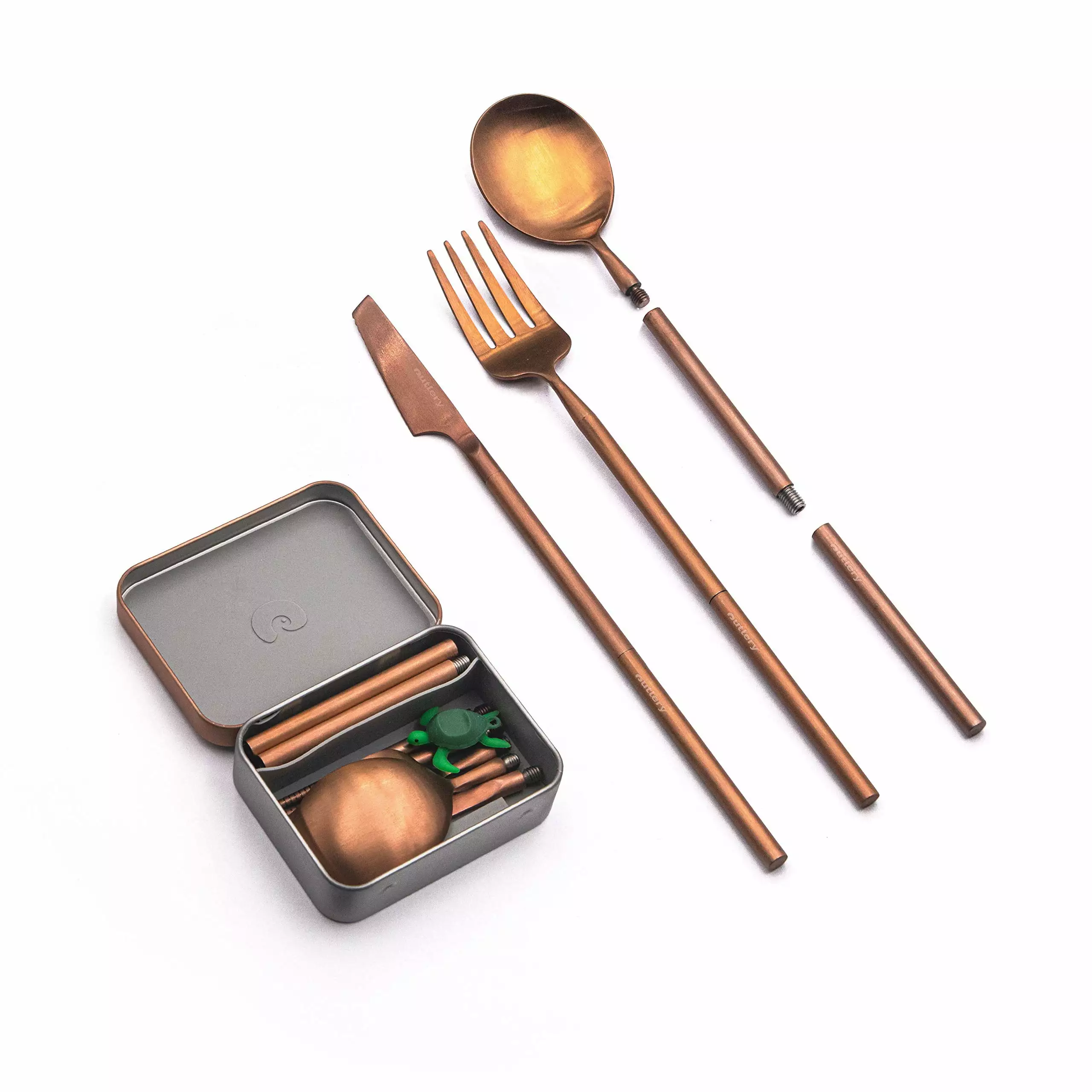 Portable Reusable Stainless Steel Travel Cutlery Set Black Includes Travel Case