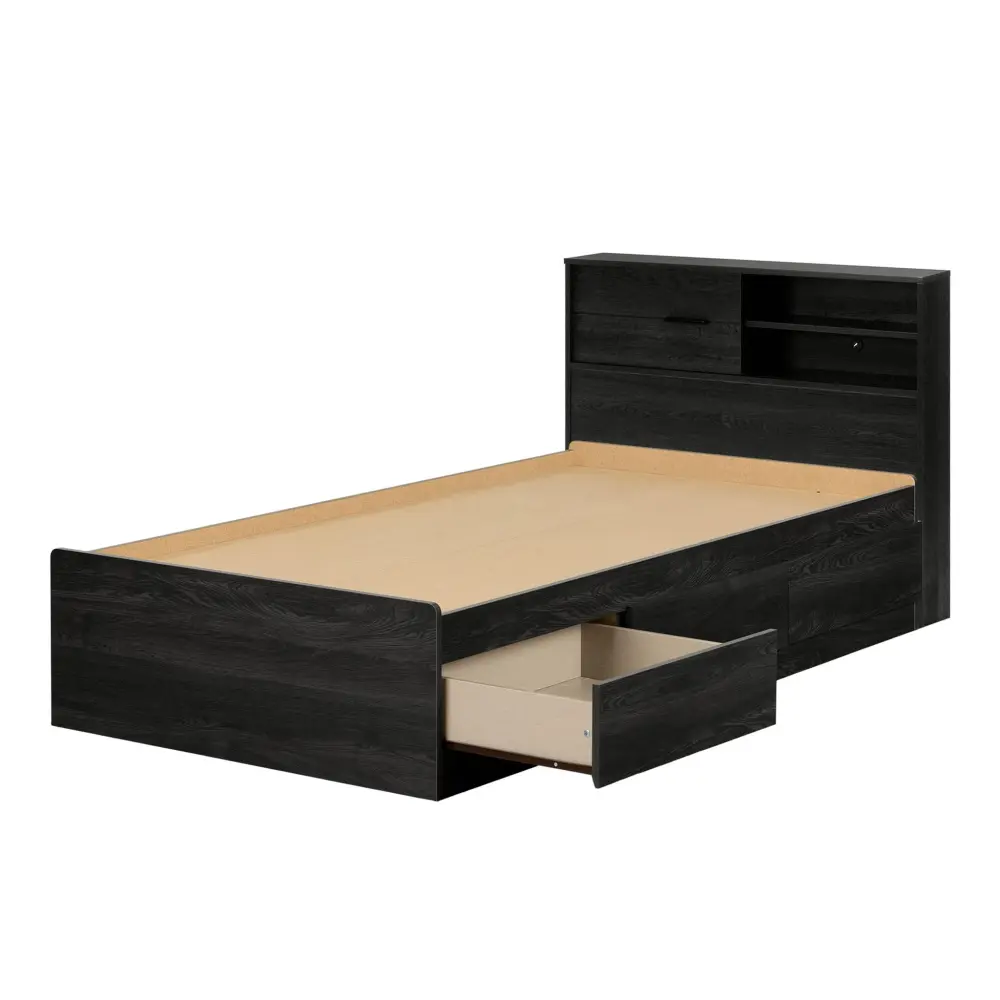 Twin Bed and Headboard Adjust - Fynn Gray Oak