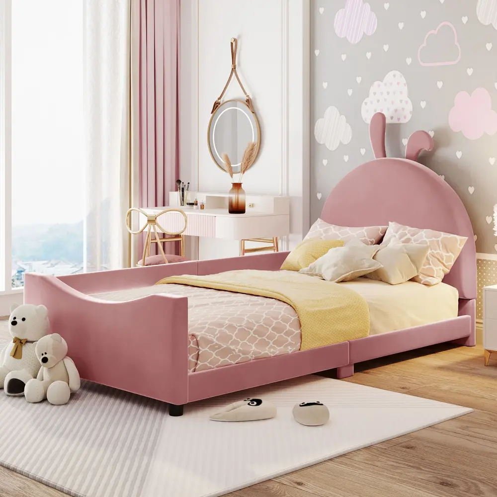 Upholstered Daybed Rabbit Ear Shaped Headboard