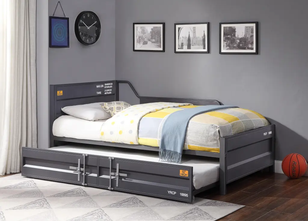 Cargo Gunmetal Daybed Trundle Twin Size Space Saver