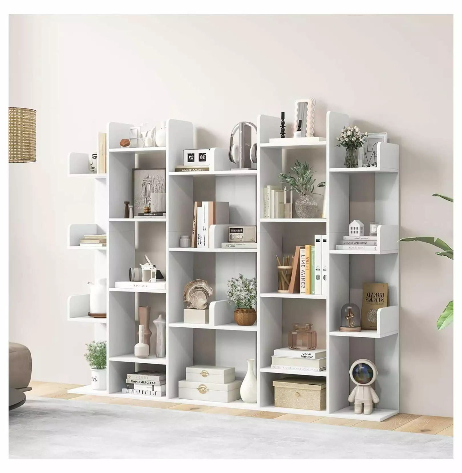 Killeryuki Freestanding Tree Bookshelf Corner Storage Organizer 13 Open Shelves Decorative Display Cube Shelf Living Room ...