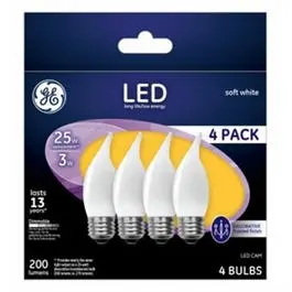 4-Pack Decorative LED Light Bulbs Frosted 2.5-Watts 200 Lumens Elegant Design GE
