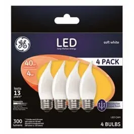 4-Pack Decorative LED Light Bulbs Frosted Candelabra 3.5-Watts 300 Lumens GE