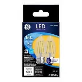 Decorative LED Light Bulbs Soft White Clear 500 Lumens 5-Watts 2-Pack Vintage Style