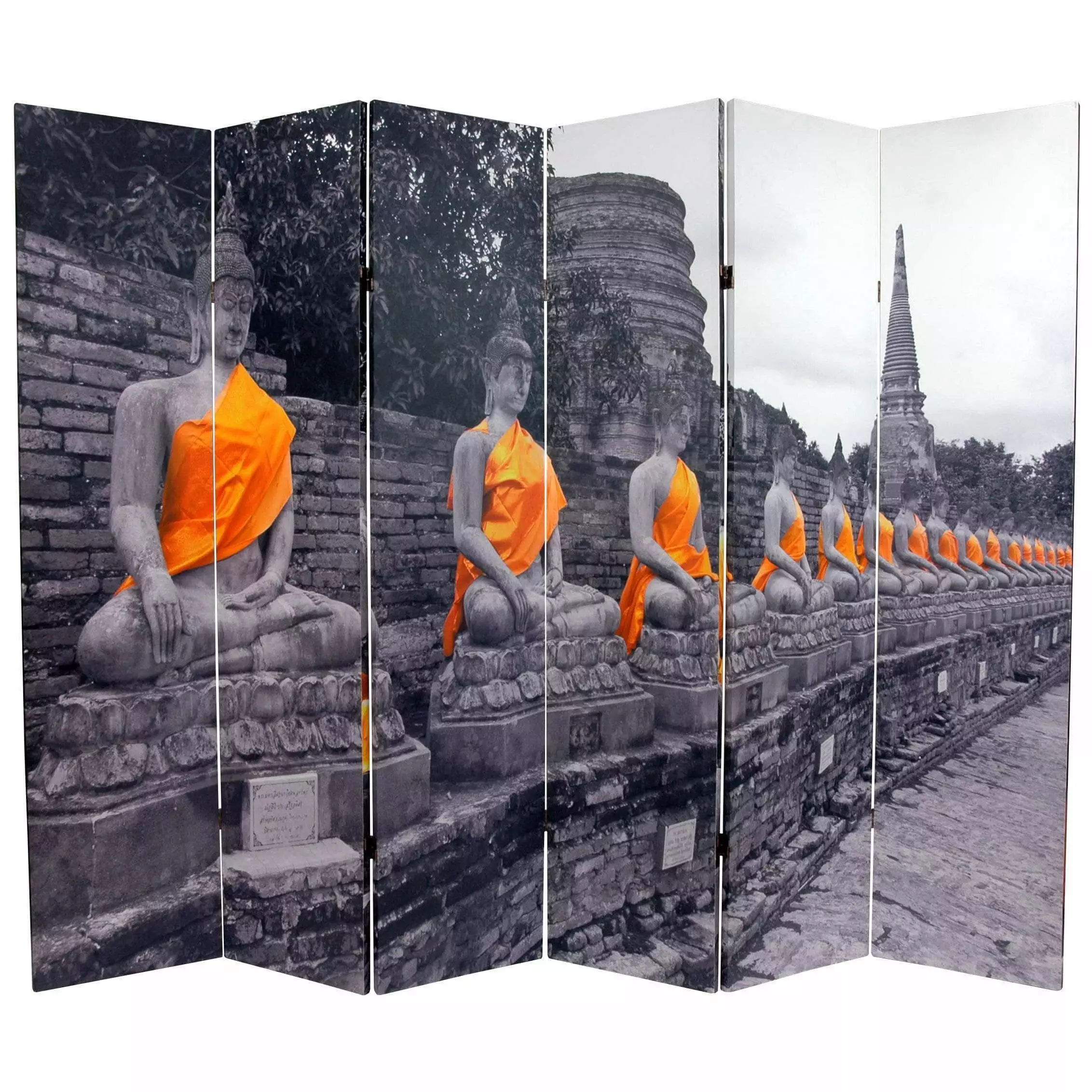 Handmade Double-sided 6-foot Golden Buddhas Room Divider China Bed Bath & Beyond