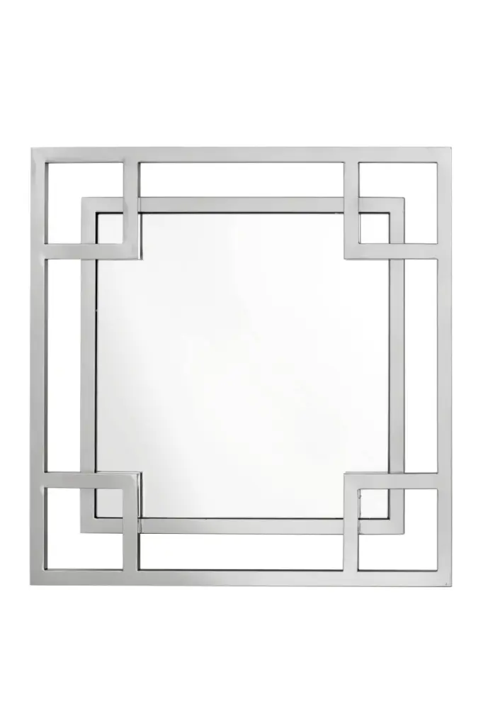 Eichholtz Dior Silver Geometric Frame Mirror Modern Home Decor