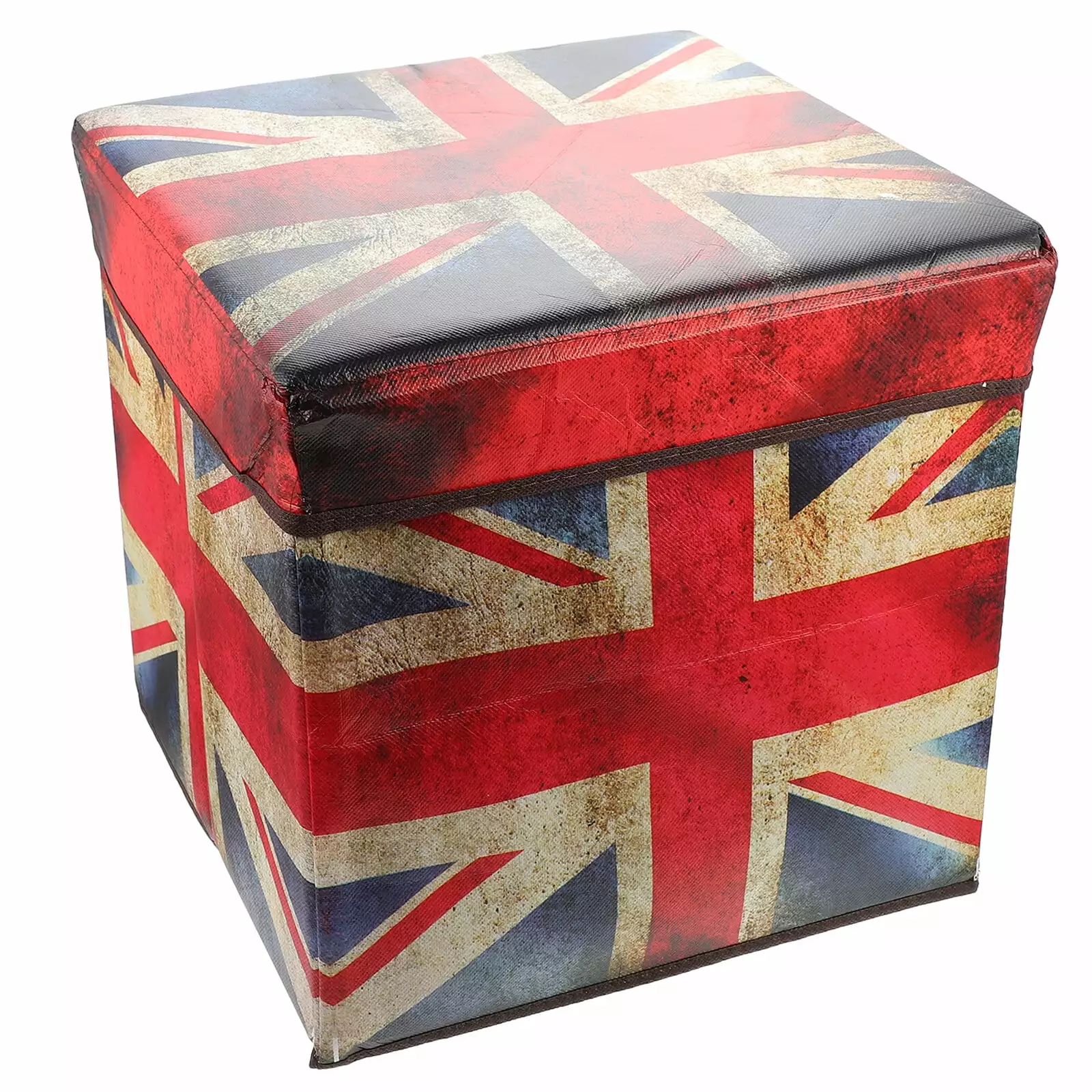 Storage Ottoman Household Folding Storage Ottoman Stool British Flag Pattern Stool Ottomans Etereauty