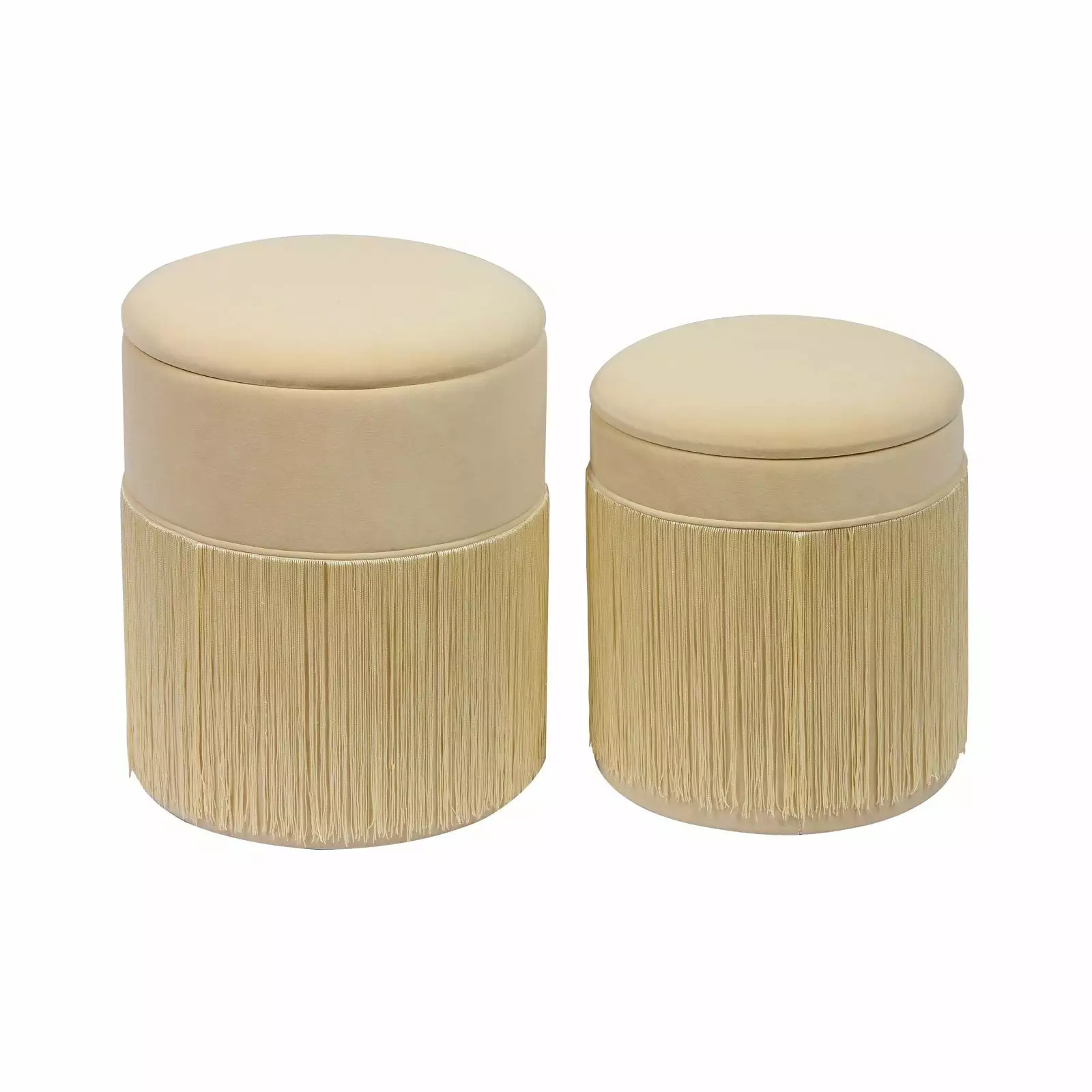 TOV Furniture Tassel Storage Ottomans Set 2 Decorative Footstools Storage Ottomans