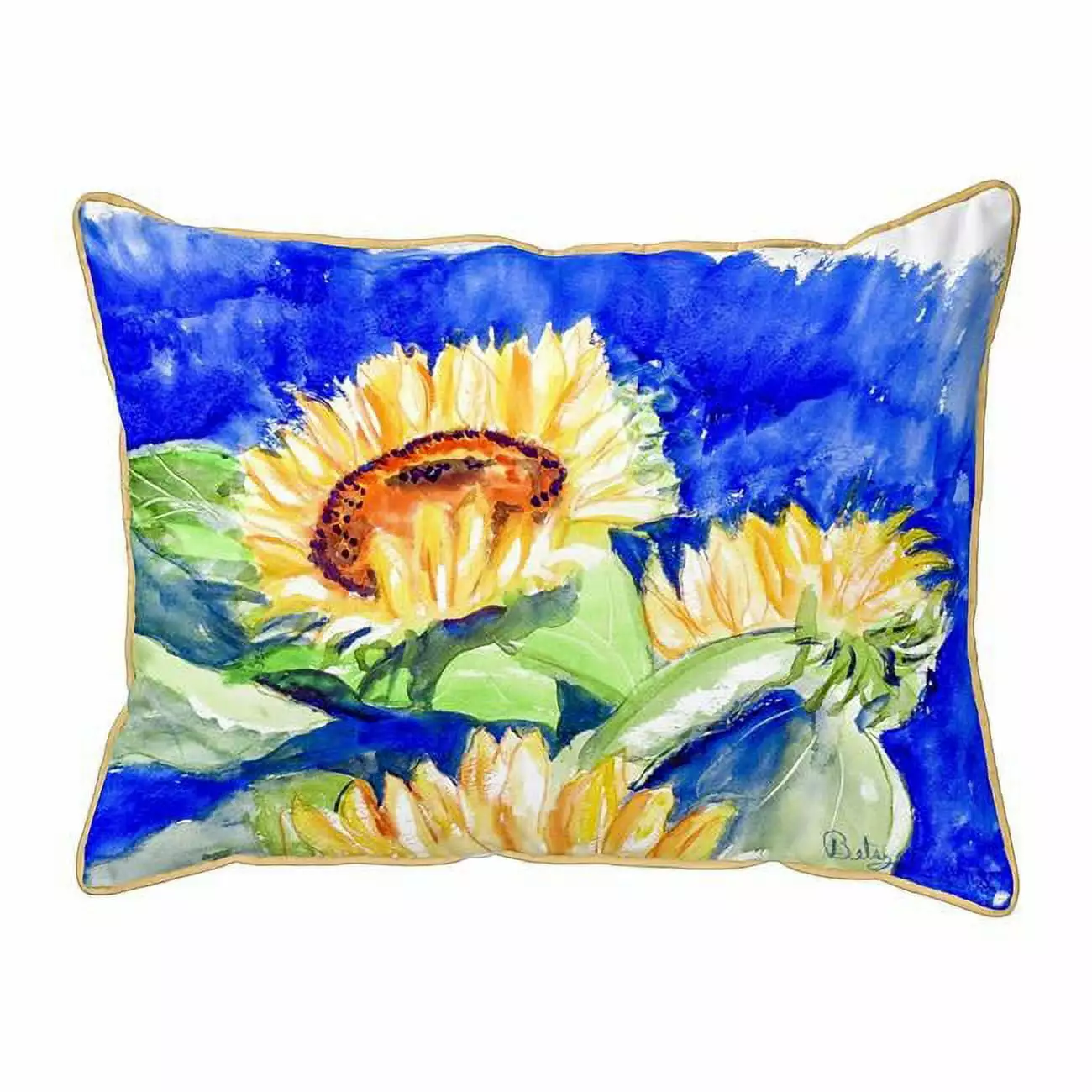 Betsy Drake 20 x 24 Inch Gold Rising Sunflower Extra Large Decorative Pillow