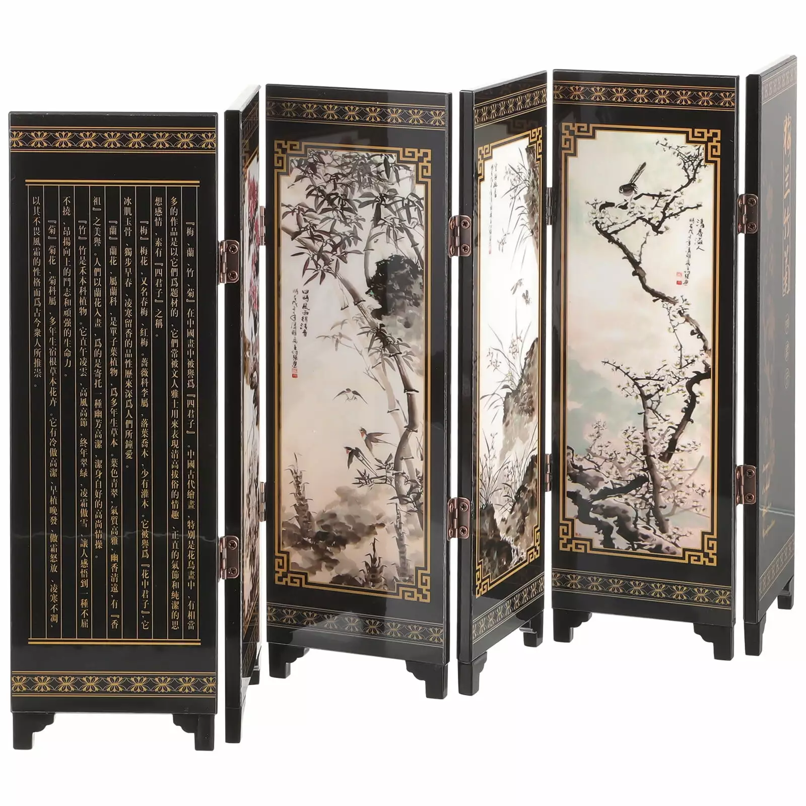 Chinese Style Folding Screen Mini Room Wall Divider Decor Traditional Design Homemaxs