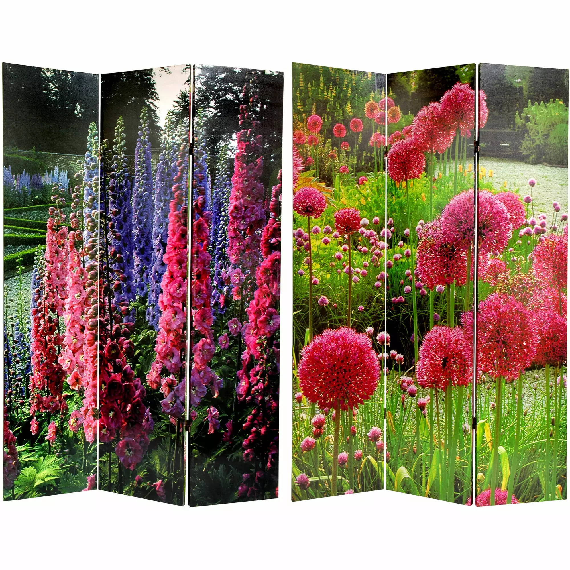 Oriental Furniture 6 ft Tall French Garden Double Sided Room Divider 3 Panel