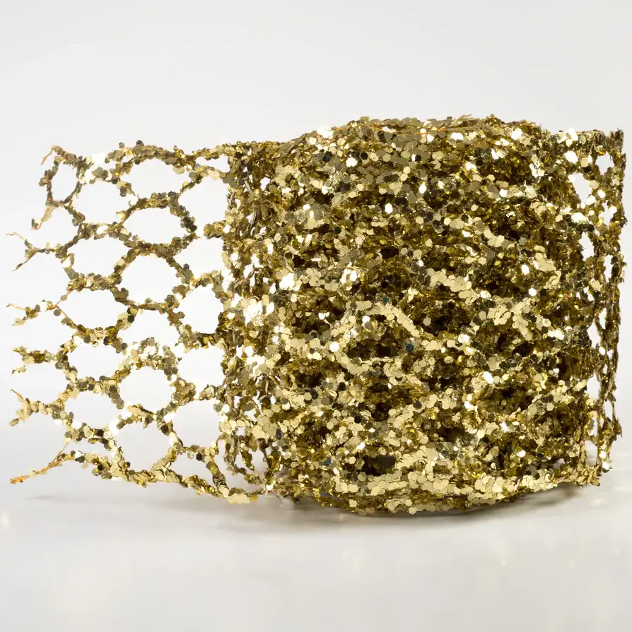 Wired Velvet Glitter Chicken Wire Ribbon Garland