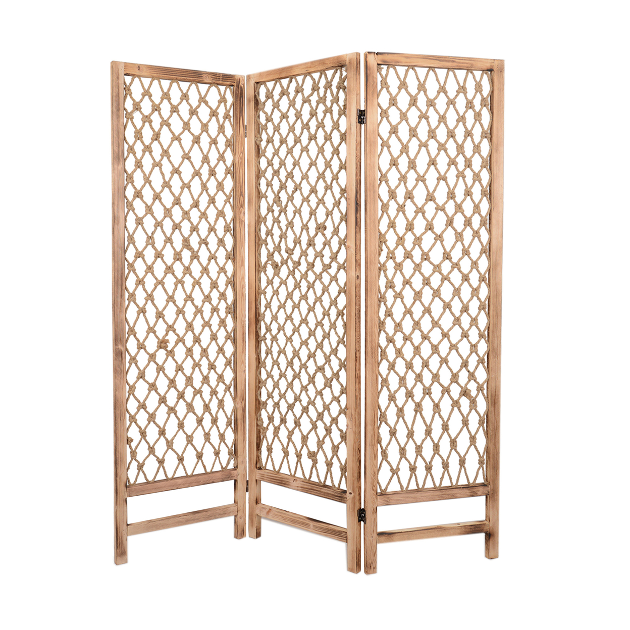 Home Decorative Rope Screen Room Divider 3-Panel Handwoven Design Screen Gems
