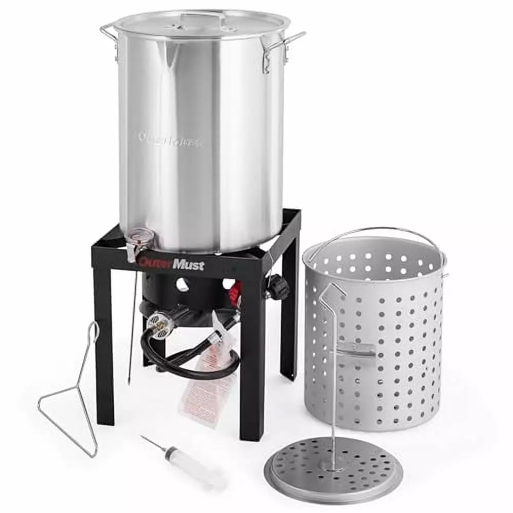 30 QT Seafood Boil Pot and Burner Kit 50000 BTU Turkey Deep Fryer Basket Crawfish Crab Outdoor Cooking huangjunmimifeng
