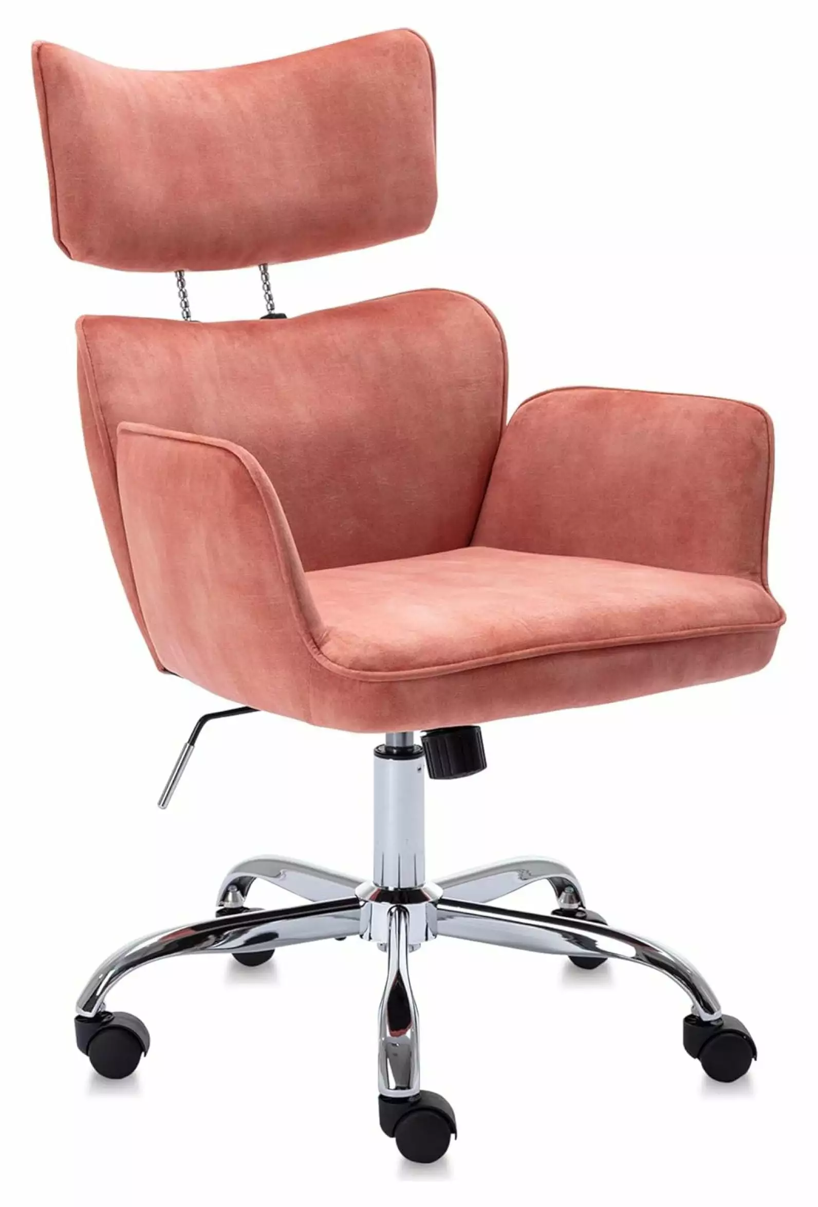 Drevy Modern Velvet Task Chair, Adjustable Swivel Armchair Tangerine Home Office, Computer Desk or Vanity