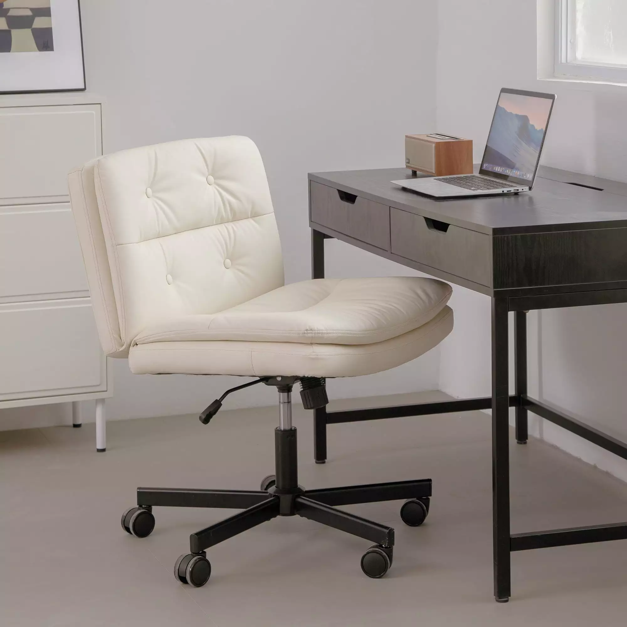 GeeHome Large Size Swivel Home Office Desk Chair Armless Office Room Chair