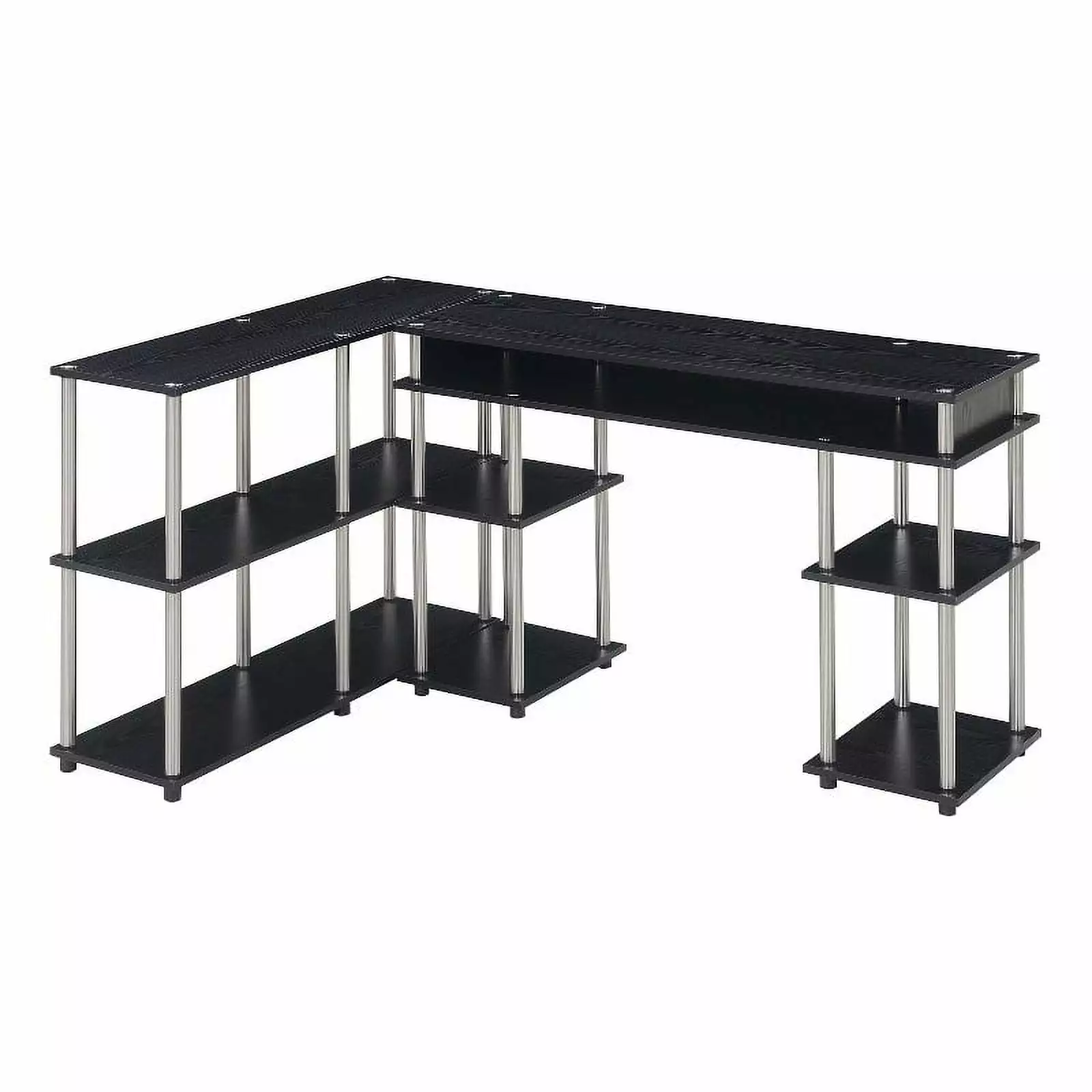 Pemberly Row No-Tools Desk and Console Table Set Black Wood Finish Console