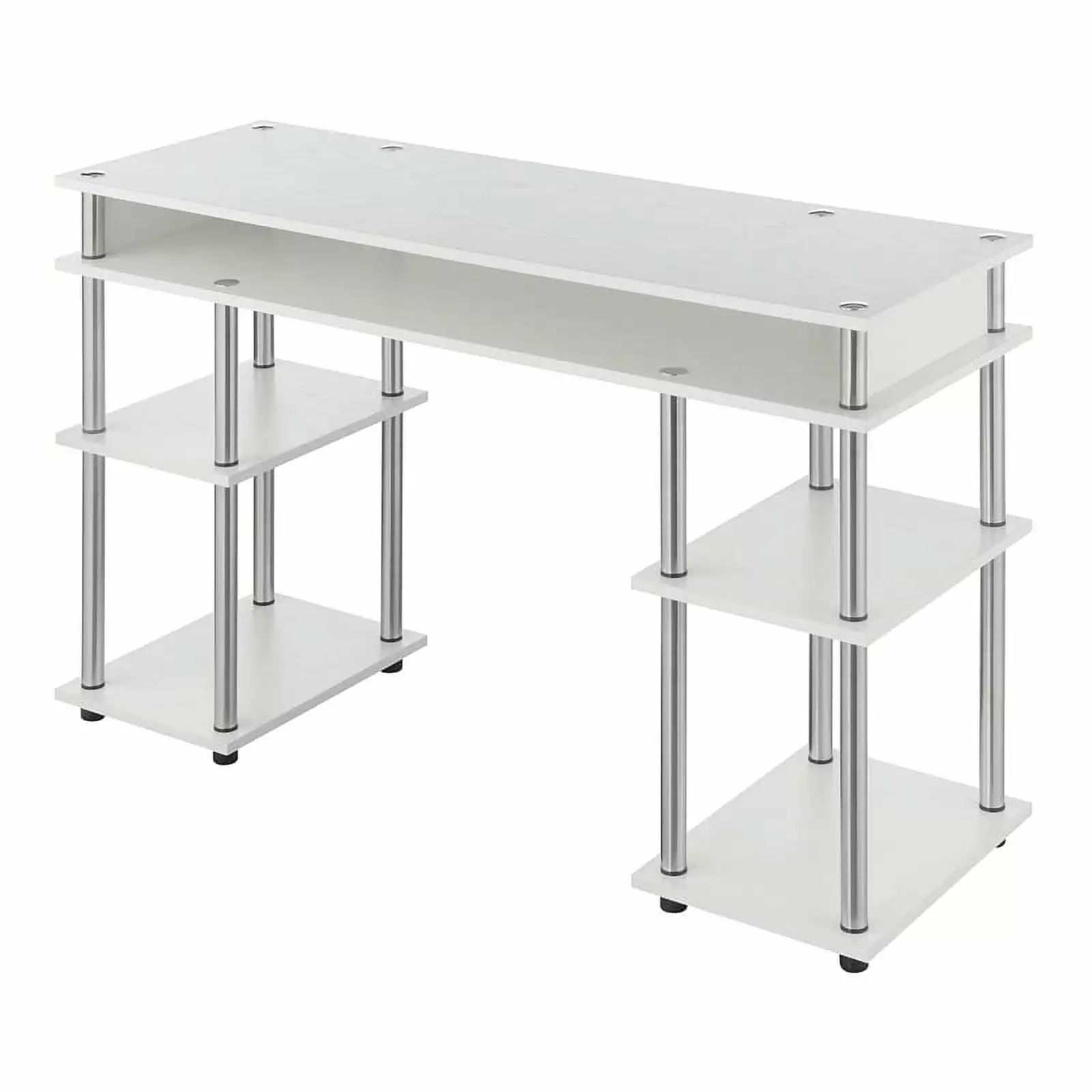 Pemberly Row No-Tools Desk and Console Table Set White Wood Finish Console